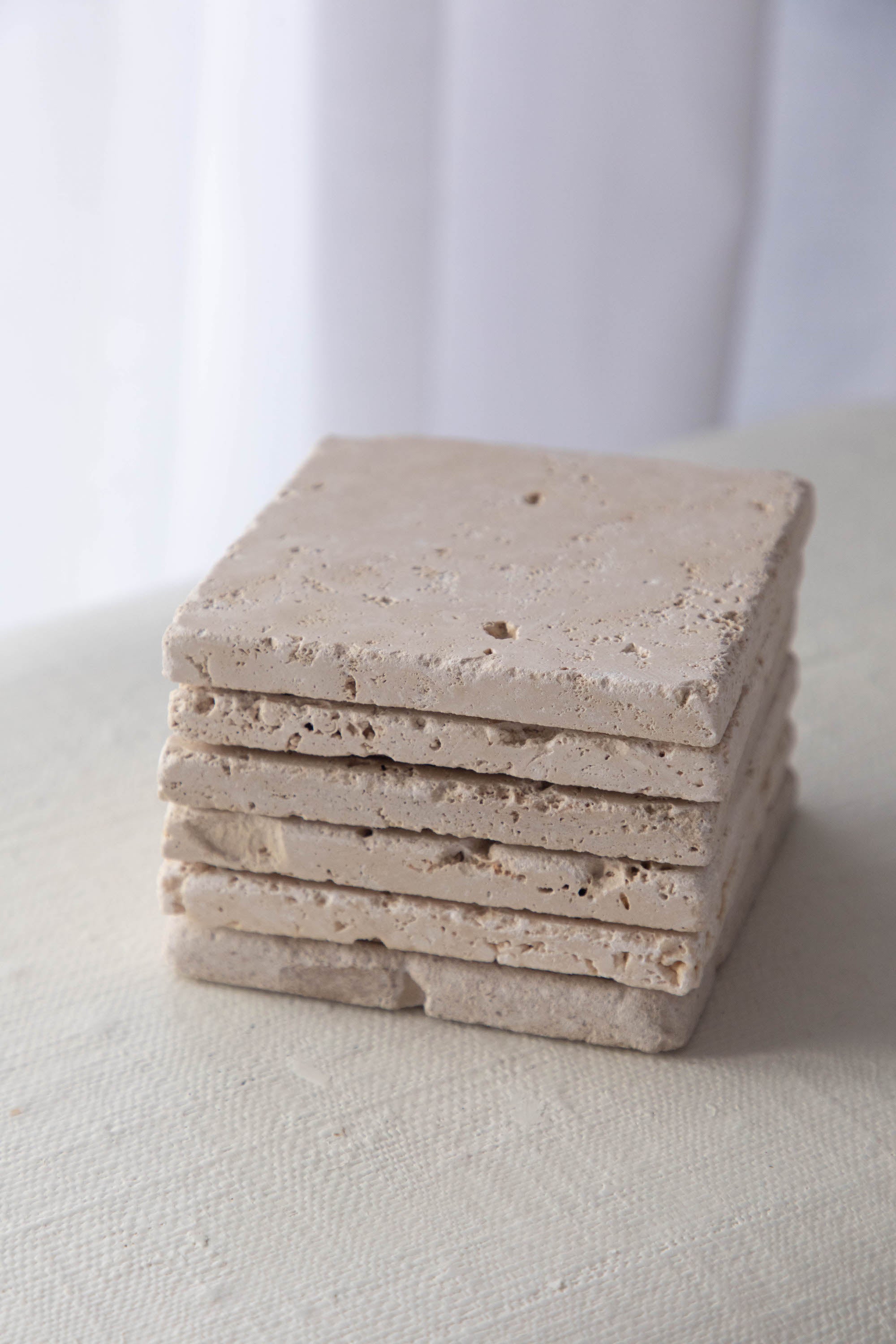 MAGGIE COASTER - TRAVERTINE
